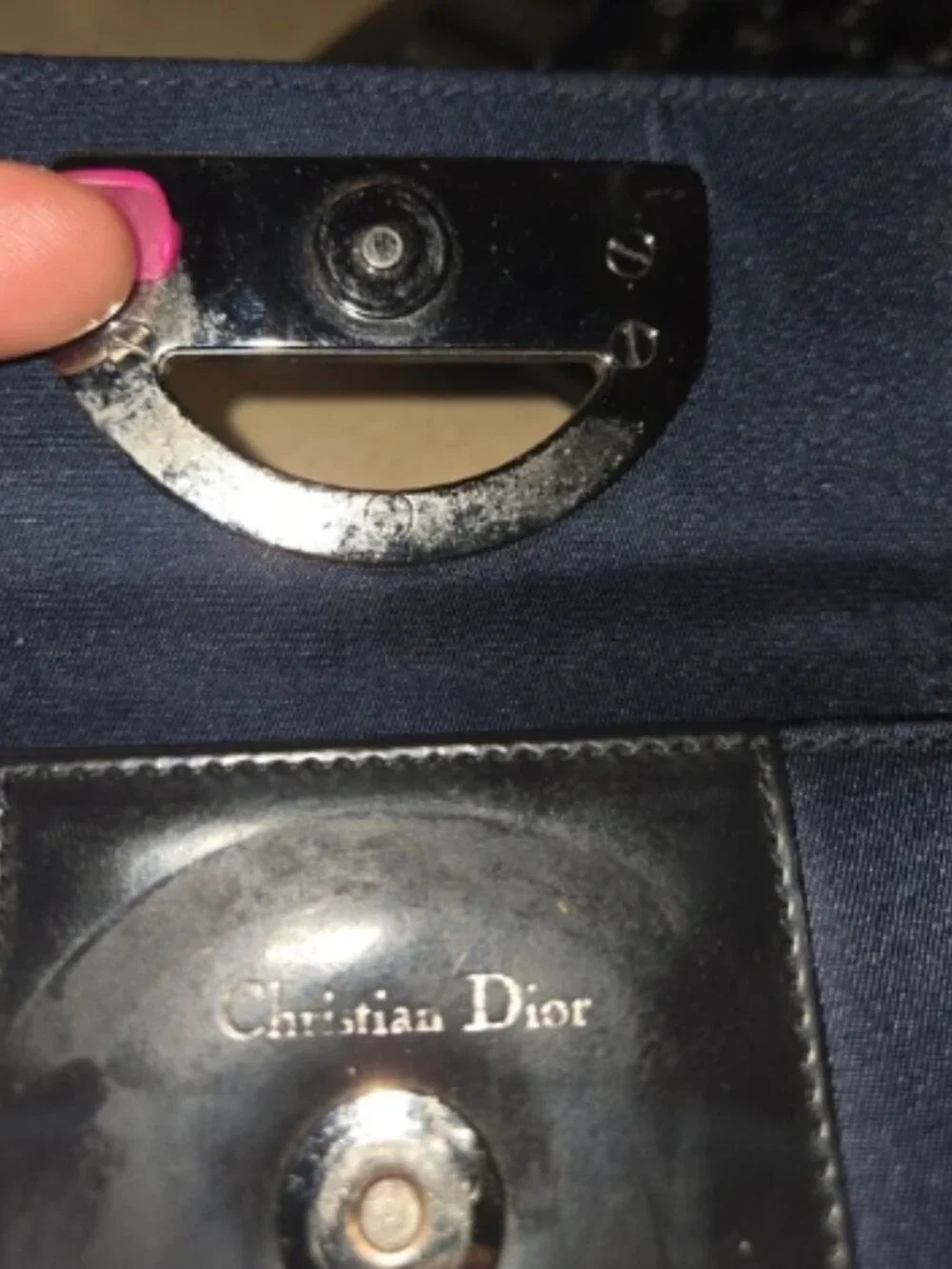 Cute Dior compact wallet Navy blue